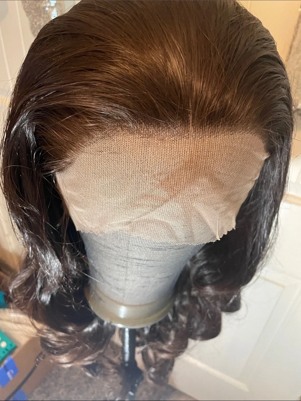 Lace Front Women's Long Wavy Wig - Dark Brown
